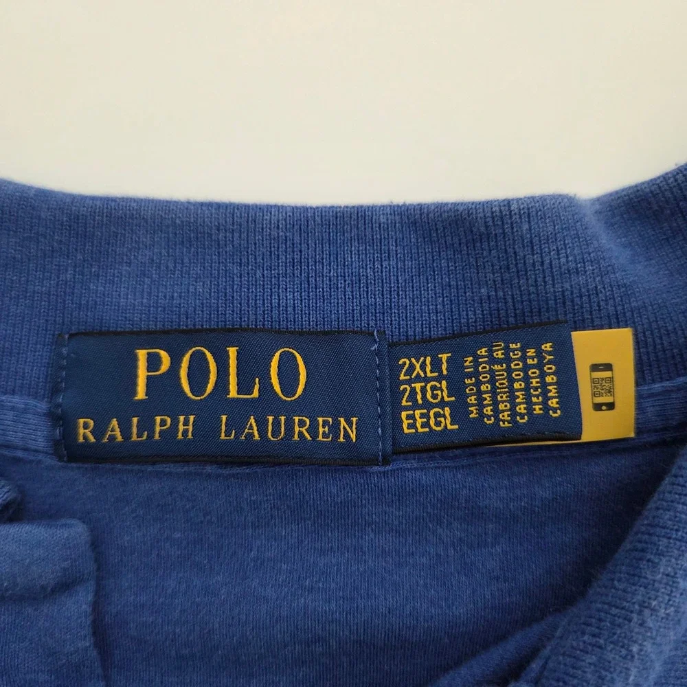Polo Ralph Lauren Polo Shirt Blue Short Sleeve Cotton Mens 2XLT